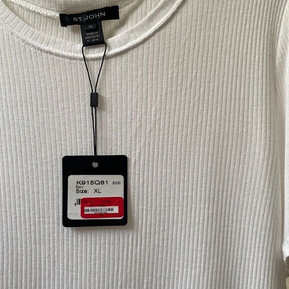St. John Women’s Knit Ribbed Tee Shirt Top - Picture 1 of 5